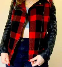 RD style buffalo plaid, biker jacket, size medium
