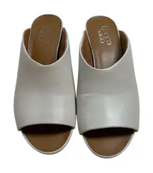 Franco Sarto Womens White Leather Peep Toe Wedge Mules Shoes Size 7.5B