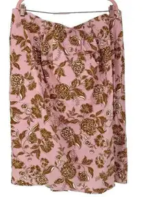 Lane Bryant Floral Midi Skirt Blouse Womens 18 20 Pink Cottage Core Puff Sleeve