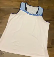Court Haley tennis tank top size L white with‎ blue trim