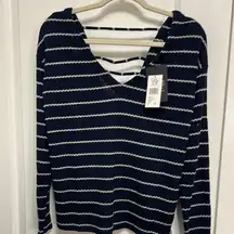 Chasor Navy and White Striped Sweater NWT‎