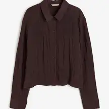 H&M Crinkle chiffon button-down blouse
 Brown Women's Top size X-Large