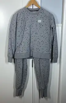 Maloja Gray Hearts Matching Set Sweatpants‎ and Sweatshirt size xs 100% cotton