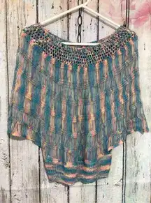 SHORELINE Beachy Knit Semi Sheer Top Size S/M Multi Color