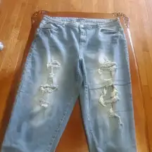 ELITE JEANS distressed Blue Jeans for Women High Waisted Destroyed Baddie Denim