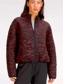 Lululemon Jacquard Wool Blend Maroon Sweater Zip Up Jacket Jewel Tone Size 12
