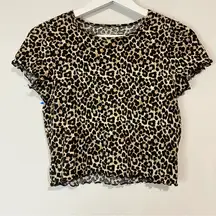 American Eagle Women’s Cheetah Print Crop Top Brown Size Small EUC