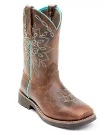 Women's ZENITH PERFORMANCE Brown Leather Square Toe Western Boots 11