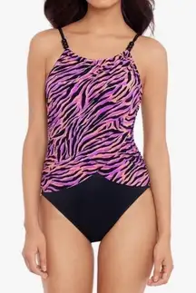 Miraclesuit Wild Life Print Lisa Zebra Print High Neck‎ One Piece Swimsuit 14