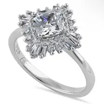 SIZE 5 925  Gorgeous Cushion Halo Clear Engagement Ring