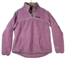 Lauren James Lauren‎ James Pullover Sz L Preptec Pink Fuzzy Soft Snap Neck Shirt Sweater Warm