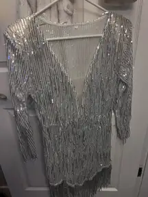 Sparkly Silver Fringe Dress