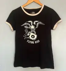 Sketchy Tank Flying High Eagle Eight Ball Ringer T Shirt