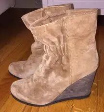 Brown Suede Wedge Booties