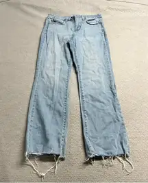 Women’s Light High Rise Raw Hem Straight Leg Jeans Size 26 EUC