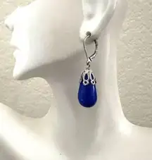 Isaac Mizrahi blue and silver tone drop Earrings