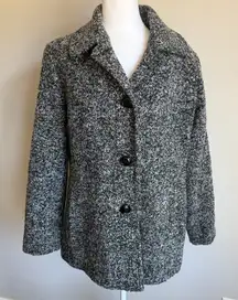 London Fog Black Gray Tweed Wool Blend Peacoat Womens XL City Preppy