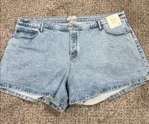 Abercrombie & Fitch The Dad Short High Rise Cutoff Denim Womens Blue 37/24 NWT