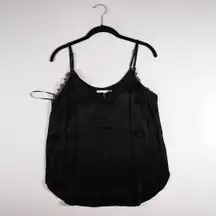 Floreat Anthropologie Satin Sheen Lace Black Camisole Tank Top Shirt Medium
