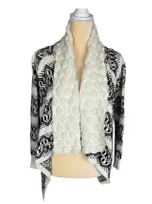 Anthropologie Knitted Waterfall Cardigan Black and White Chunky Knit