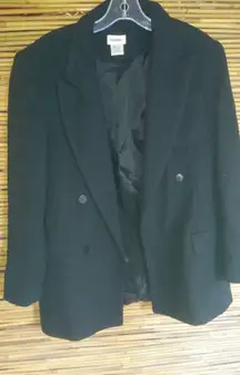 Neiman Marcus 8 Black Wool Cashmere Pea Coat Jacket