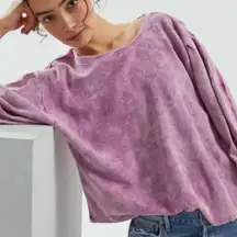 Anthropologie Pilcro Thermal Top Waffle Knit Pink/Purple Tie-Dye Washed Finish S