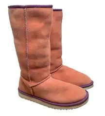 UGG  Classic Tall 5815 Leather Sheepskin Shearling Winter Boots Coral Pink 8 W8