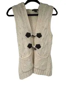 Eddie Bauer Cream Hooded Toggle Closure Sweater Vest