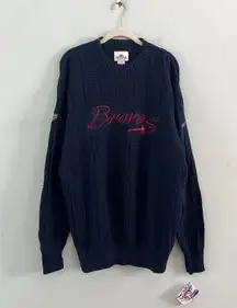 NWT Atlanta Braves MLB  Sport Vintage Blue Embroidered Knit Sweater