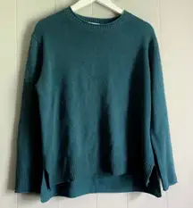 Ella Moss Teal Side Slit Hipster Roll Neck Sweater