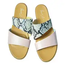 Mari A Womens Double Strap Pink and Animal Print Sandal Sz 10