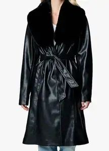 Blank NYC NWT faux leather black trench size LARGE