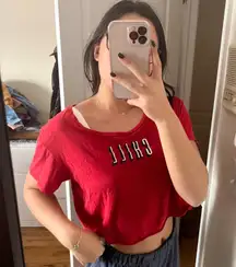 Red Cropped Graphic Tes