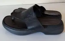 Dansko Tooled Leather Sandals Black Thong Platform  Made in Portugal SZ 41