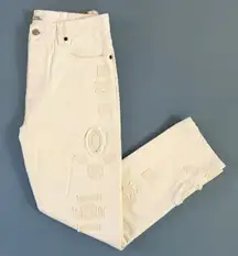 Polo Ralph Lauren Callen High Rise Slim Embellished Patch White Jeans