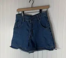 VTG Y2K 90s No Boundaries High Rise Denim Shorts Size 7 Blue 100% Cotton Grunge