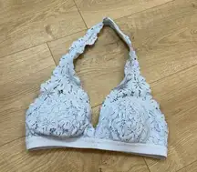 Aerie ice blue halter bralette size small lace