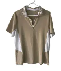Nivo Women's Size XL‎ Tan Half Zip Tennis Golf Polo Shirt