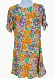 NWT Faithfull the Brand Daphne Ade Floral Print Mini Dress | Sz 6 | Orange Multi