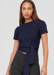 Modern Citizen Cropped Knit Wrap Top