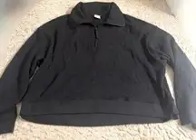 Stars Above Black Waffle Knit Quarter Zip Lounge Sleep Sweatshirt - size XXL