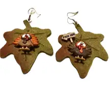 Turkey Dangling Earrings Handmade Thanksgiving