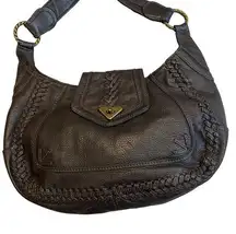 Wilson’s Brown Pebble Leather Hobo Shoulder Bag