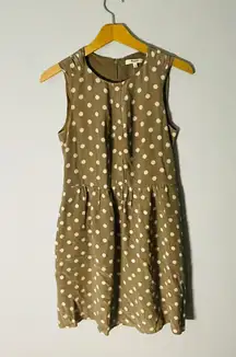 100% Silk Shift Dress Size 0 Sleeveless Polka Dot