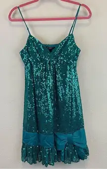 Betsey Johnson Evening Vintage Sequins Big Satin Bow Mini Dress Barbie Size 6