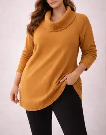 Anthropologie Moth Mustard Cowl Neck Knit Sweater Tunic