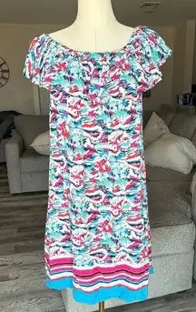 Tommy Bahama Off-The-Shoulder Hawaiian Print Dress Size Large‎