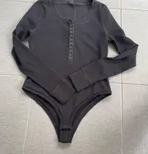 Halle Berry x Sweaty Betty Hera Waffle Knit Bodysuit Size Small Black NWT Modern