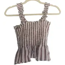 Striped Tank Top Crop Top with Ruched Back