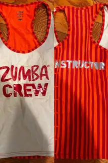 Zumba Crew official gray/orange&Red striped back racerback athletic tank top